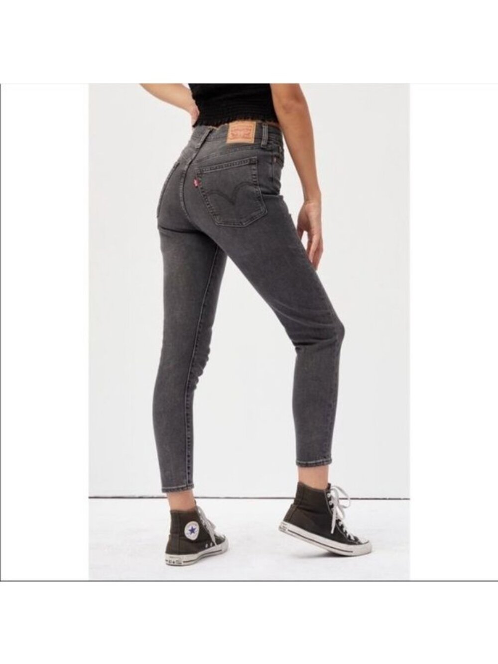 Levi's Wedgie Skinny Jeans high waisted Gray Black Button Fly size 27